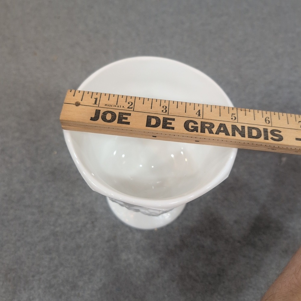 Vintage White Milk Glass Harvest Grape Pedestal Goblet Scalloped Rim - Picture 6 of 8